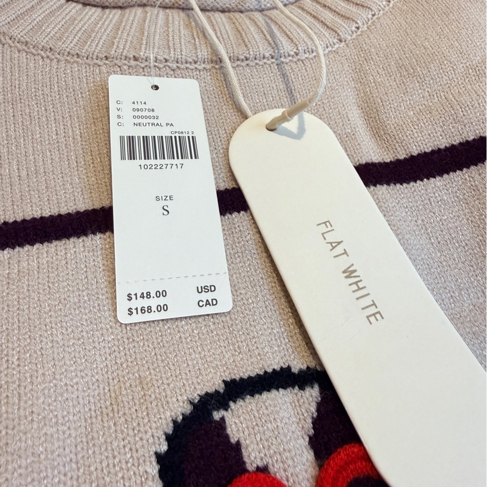 NWT Anthropologie Flat White Size Small Crew-Neck Dog Icon Sweater - Picture 15 of 16
